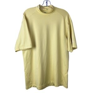 Nike Golf Polo Shirt Mens Medium Yellow Short Sleeve Dri Fit Mock Neck Athletic